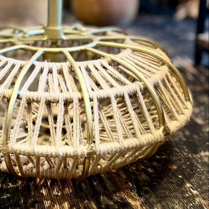 Brass Frame & Jute String Saucer Pendant - 2809H - Uneeka
