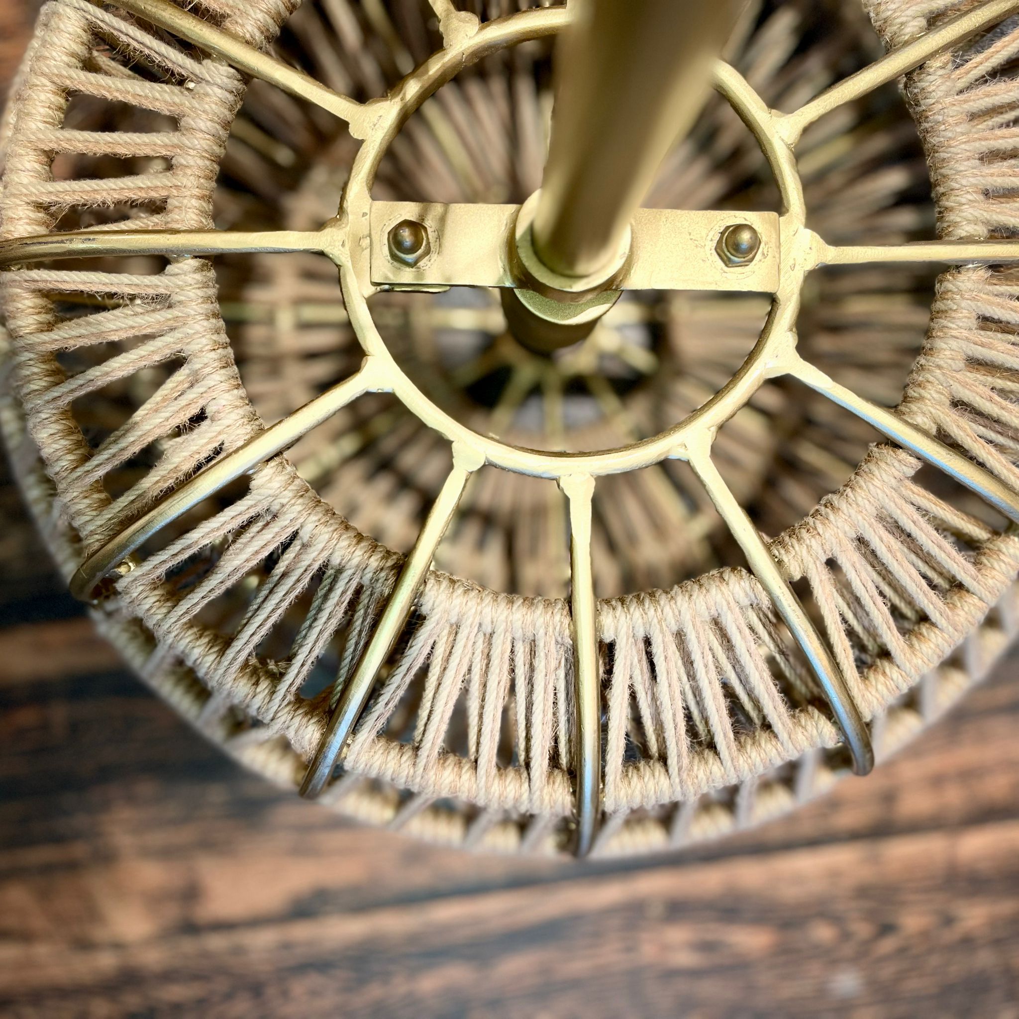 Brass Frame & Jute String Saucer Pendant - 2809H - Uneeka