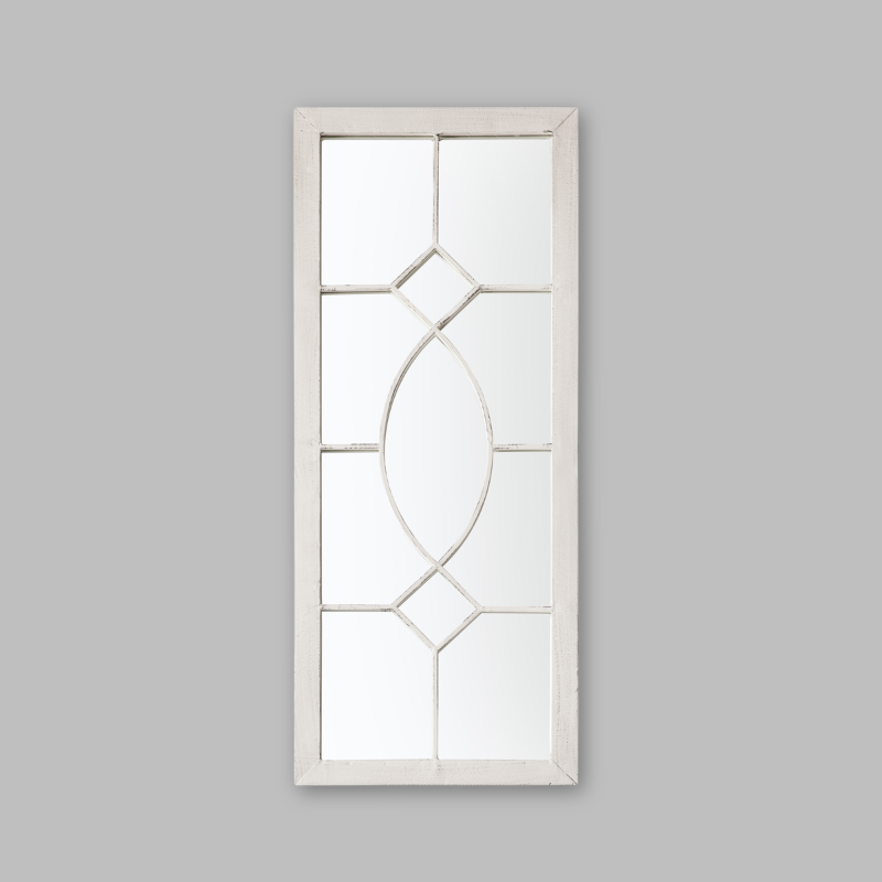 White Metal Paned Outdoor Mirror - Uneeka