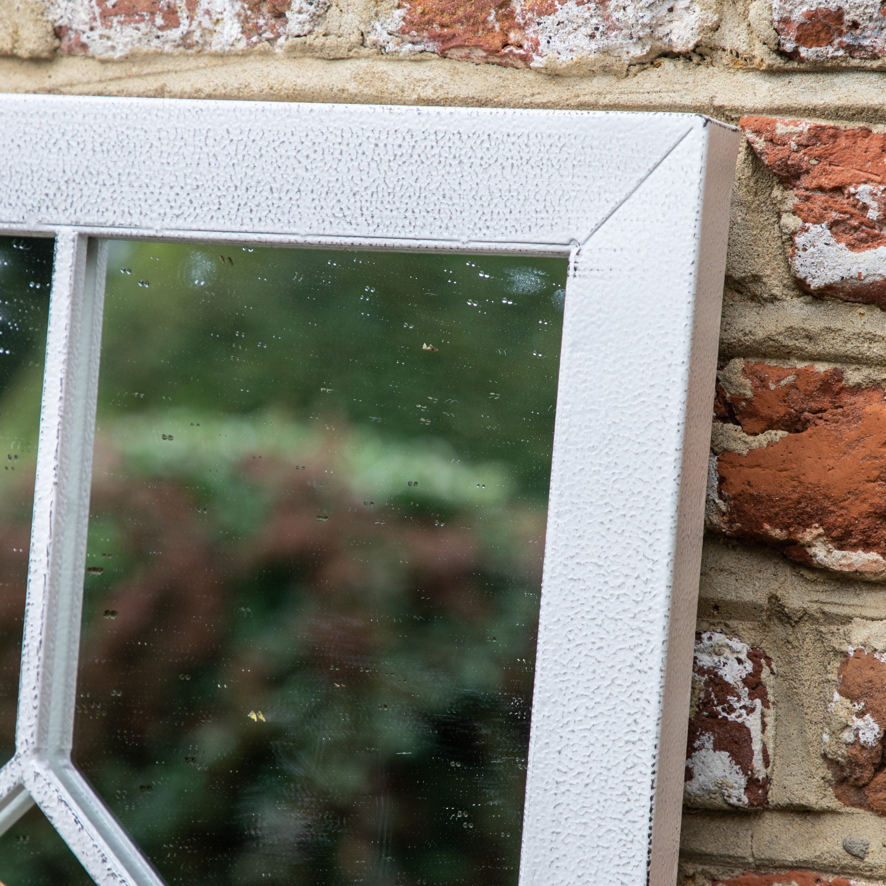 White Metal Paned Outdoor Mirror - Uneeka