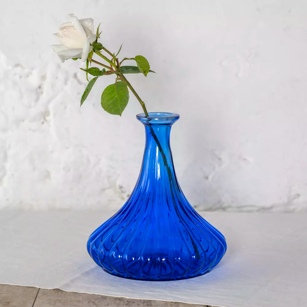 Wide Base Fluted Vase - Blue - Uneeka
