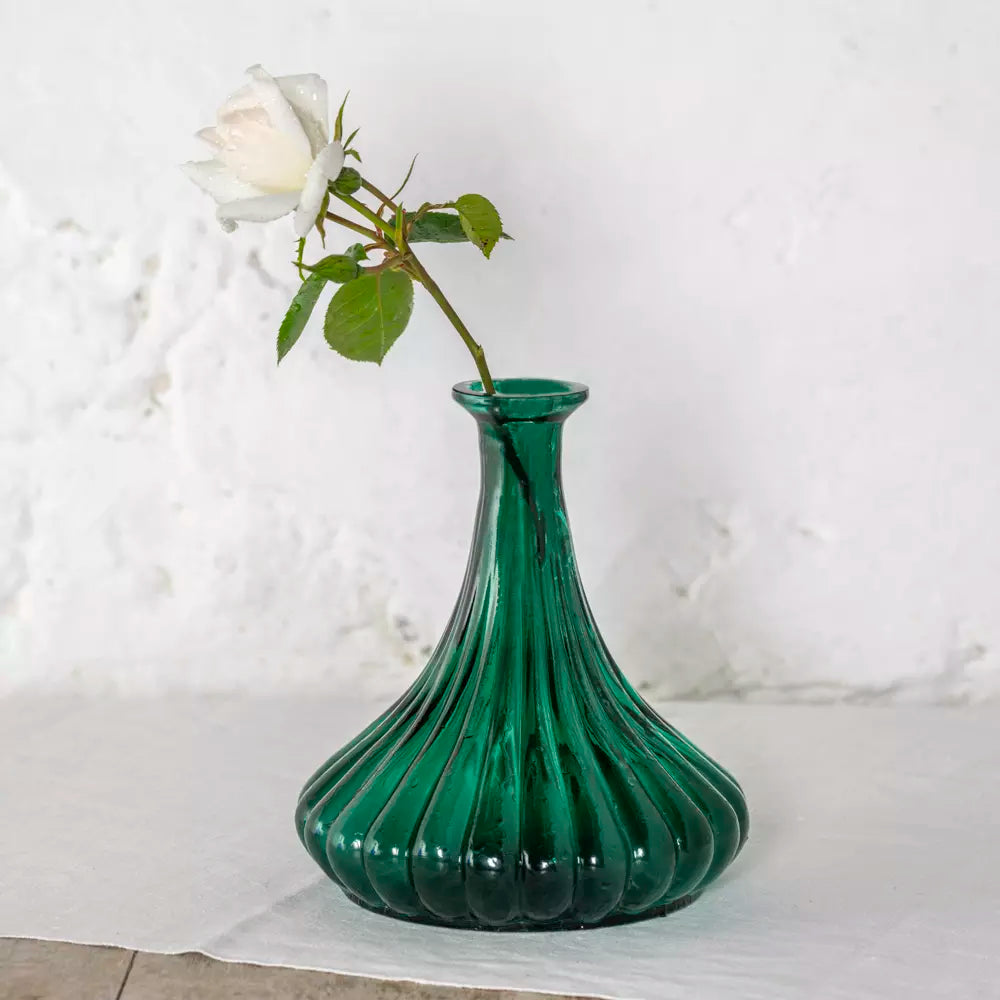 Wide Base Fluted Vase - Green - Uneeka