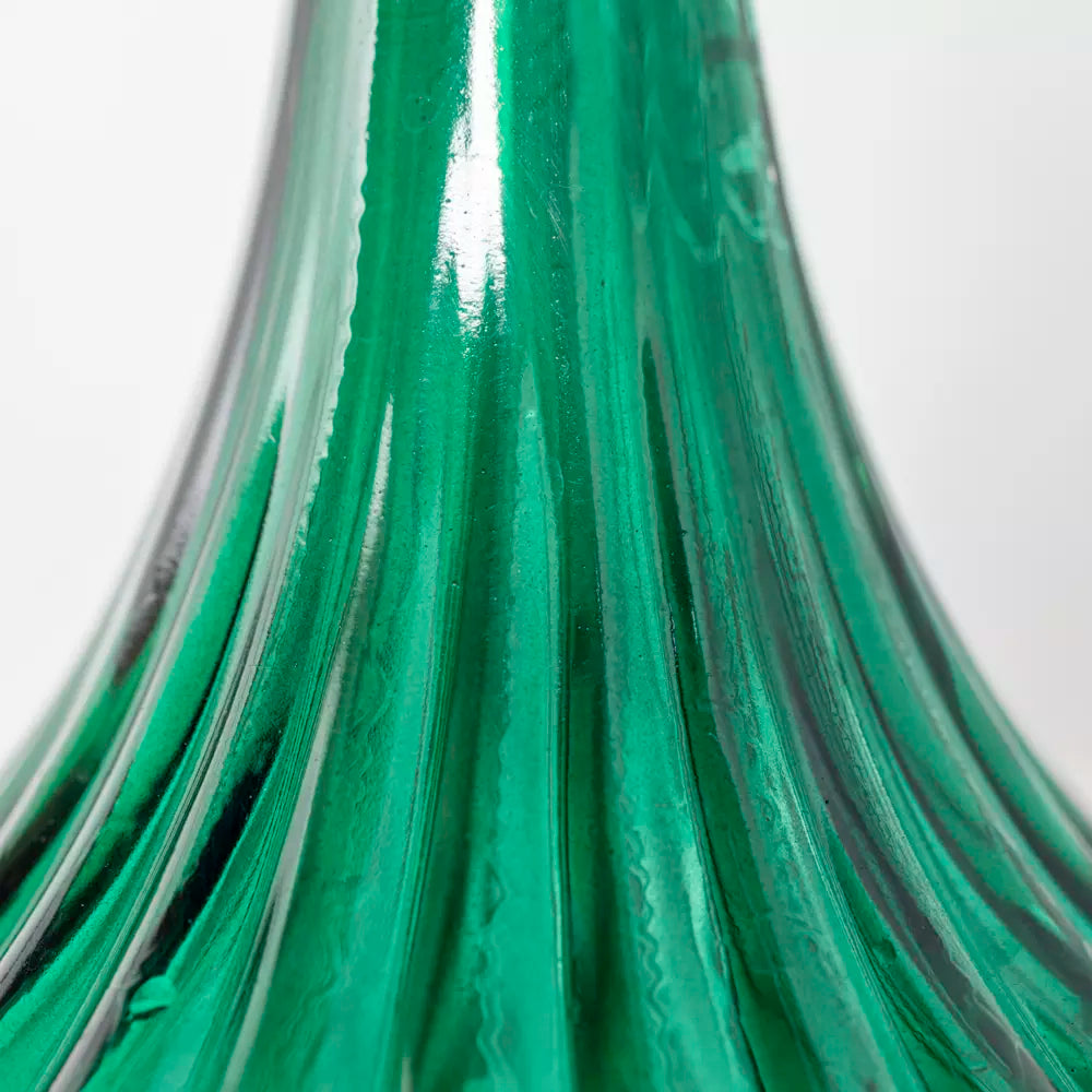 Wide Base Fluted Vase - Green Close Up - Uneeka