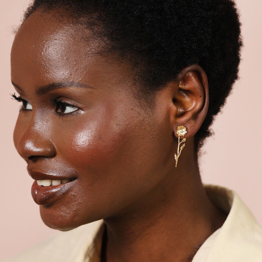 Wildflower Gold Drop Earrings - 83762 - Uneeka