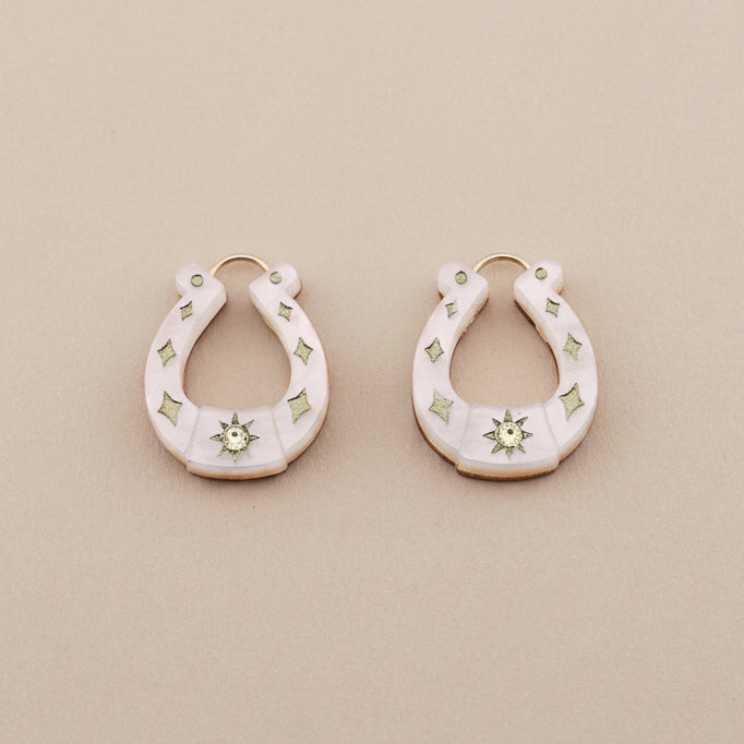 Wolf & Moon Cream Horseshoe Charms - M256901H-NoHoops - Uneeka