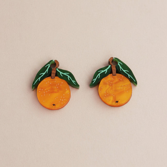 Wolf & Moon Orange Charms - G250301H-NoHoops - Uneeka