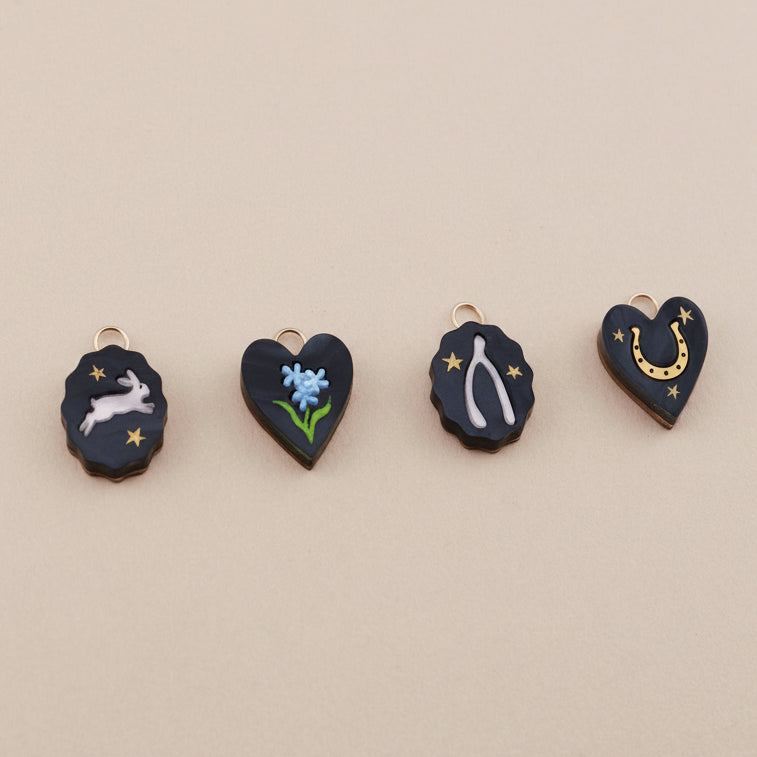 Wolf & Moon Set Of 4 Lucky Charms - LUCKY-CHARM-SET-1-NoHoops - Uneeka