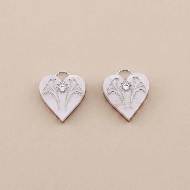 Wolf & Moon White Heart Charms - M260103H-NoHoops - Uneeka