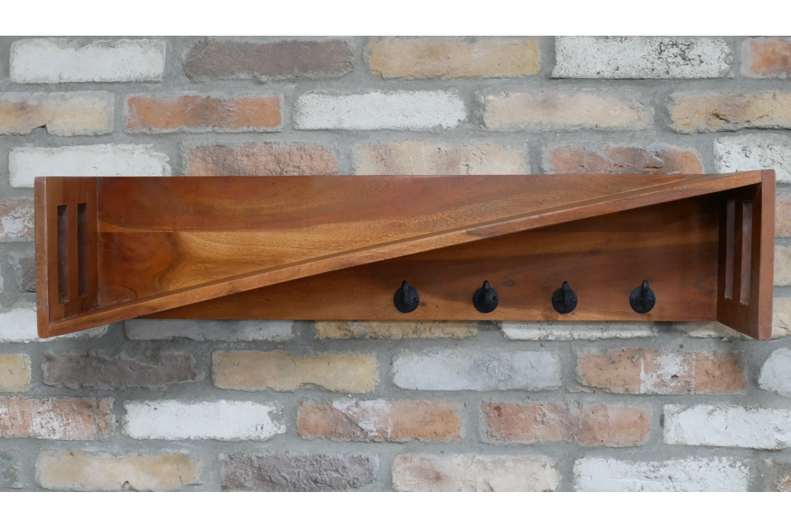Wooden Coat Hook Rack & Slanted Shelf – Uneeka