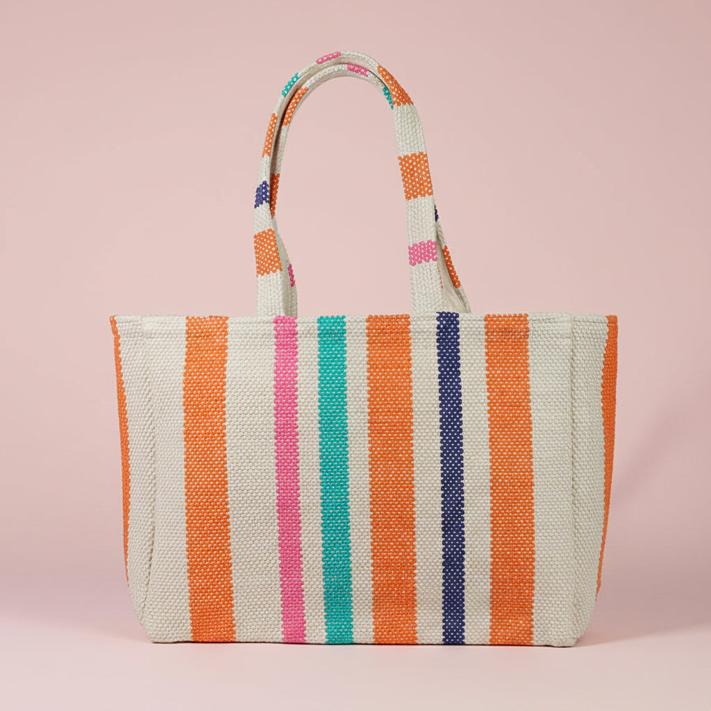 Woven Coloured Striped Shoulder Bag - 81800- Uneeka