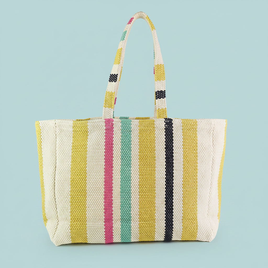 Woven Coloured Striped Shoulder Bag - 81799- Uneeka