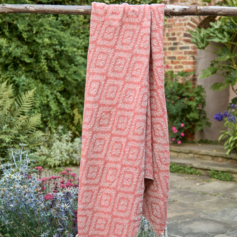 Woven Diamond Pattern Recycled Cotton Throw - SPTDRC - Uneeka