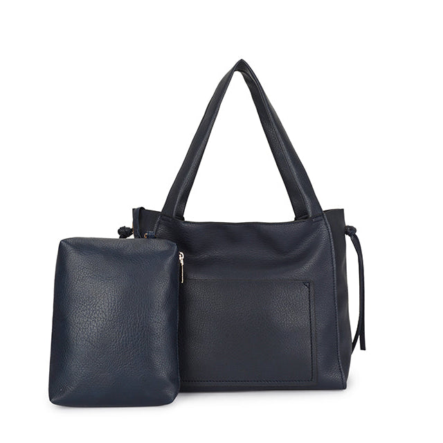 Shoulder Handbag with Outer Pocket - XK710-NAVY - Uneeka
