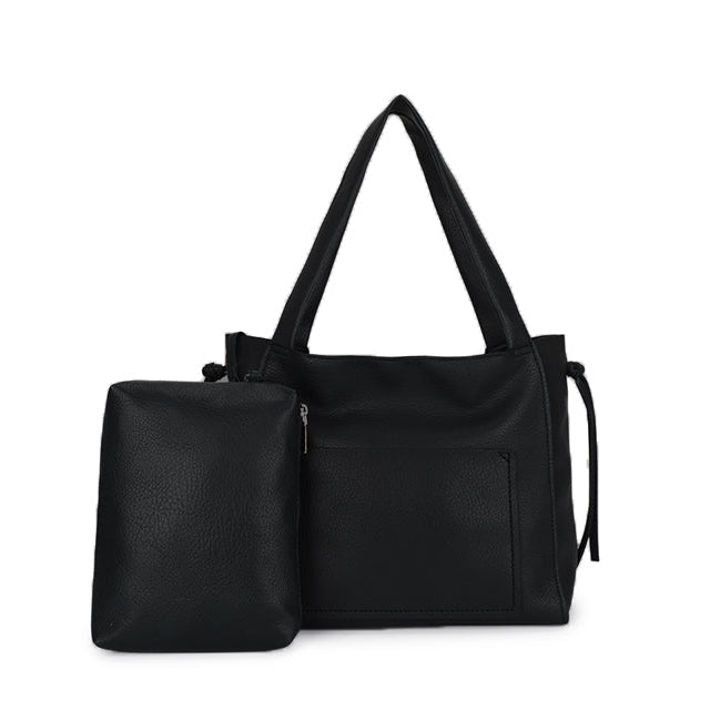 Shoulder Handbag with Outer Pocket - XK710-BLACK - Uneeka