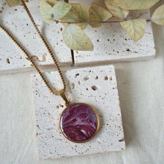 Extra Large Celestia Pendant Gold Necklace - XLP - Red Garnet - Uneeka