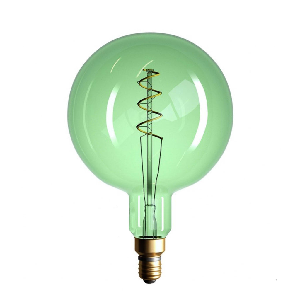 XXL LED Light Bulb - Sphere G200 Curved Double Spiral Filament - 5W E27 Dimmable - Green