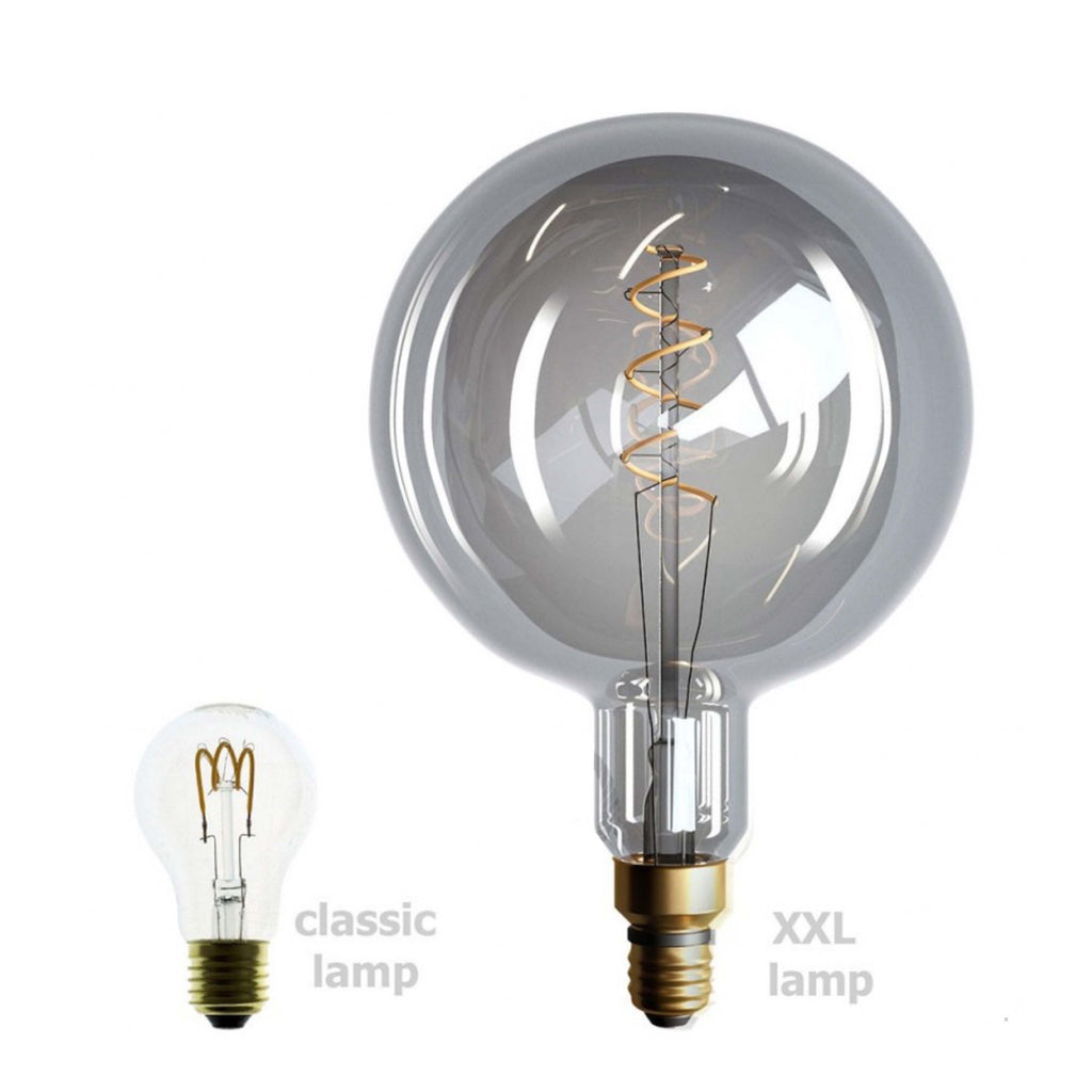 XXL LED Light Bulb - Sphere G200 Curved Double Spiral Filament - 5W E27 Dimmable - Grey