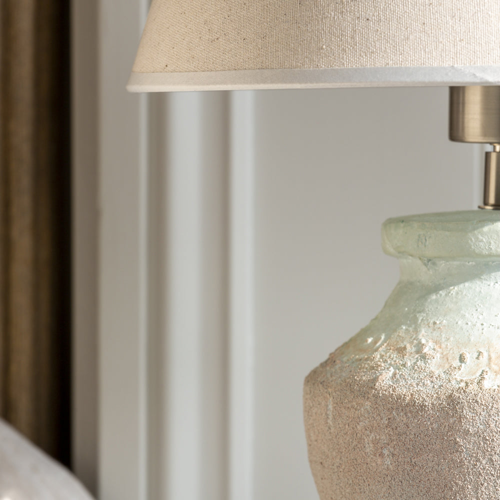 Two Tone Stoneware Lamp with Cream Shade - YH21201 - Uneeka