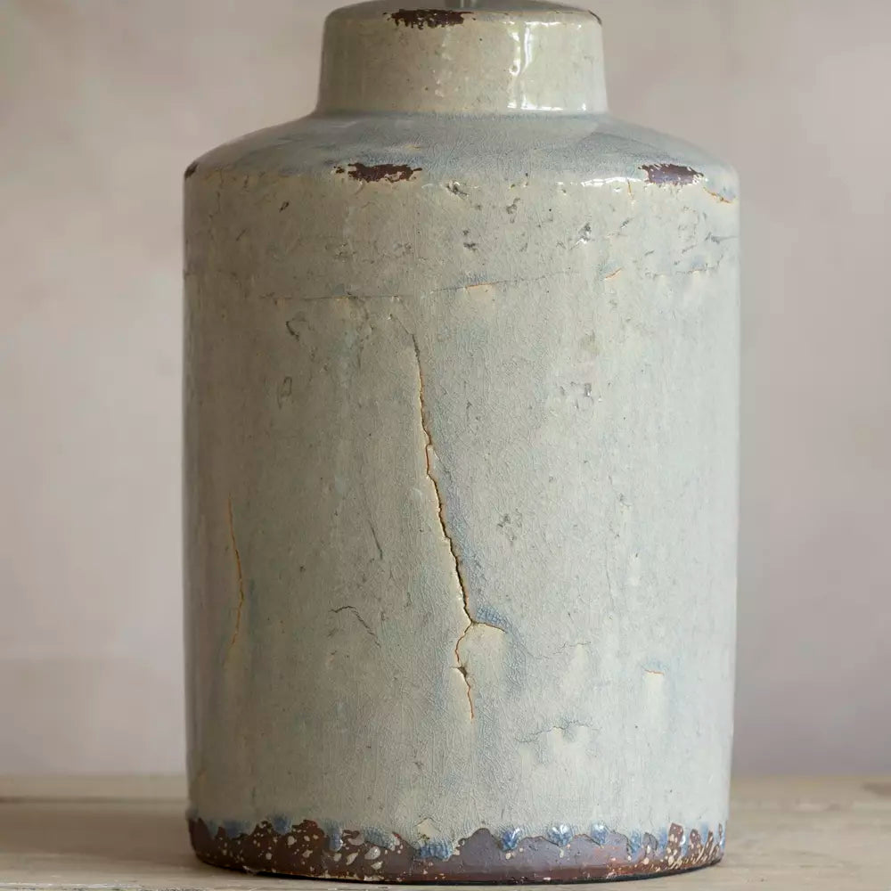 Distressed Sea Foam Ceramic Table Lamp with Cream Shade - YH25370 - Uneeka