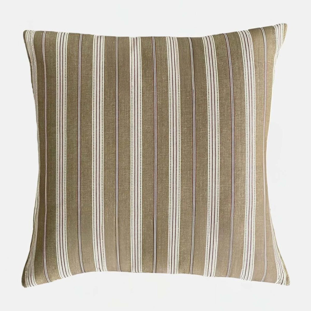 Yarn Dyed Natural Stripe Print Cushion -  Micro Down more eco-friendly than feathers cushion pad - Uneeka