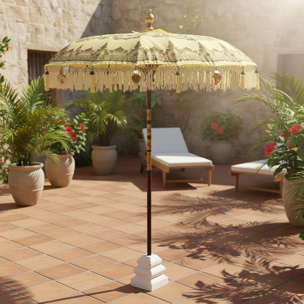 Yellow Bali Sun Parasol With Pole Joint - MB179 - Uneeka