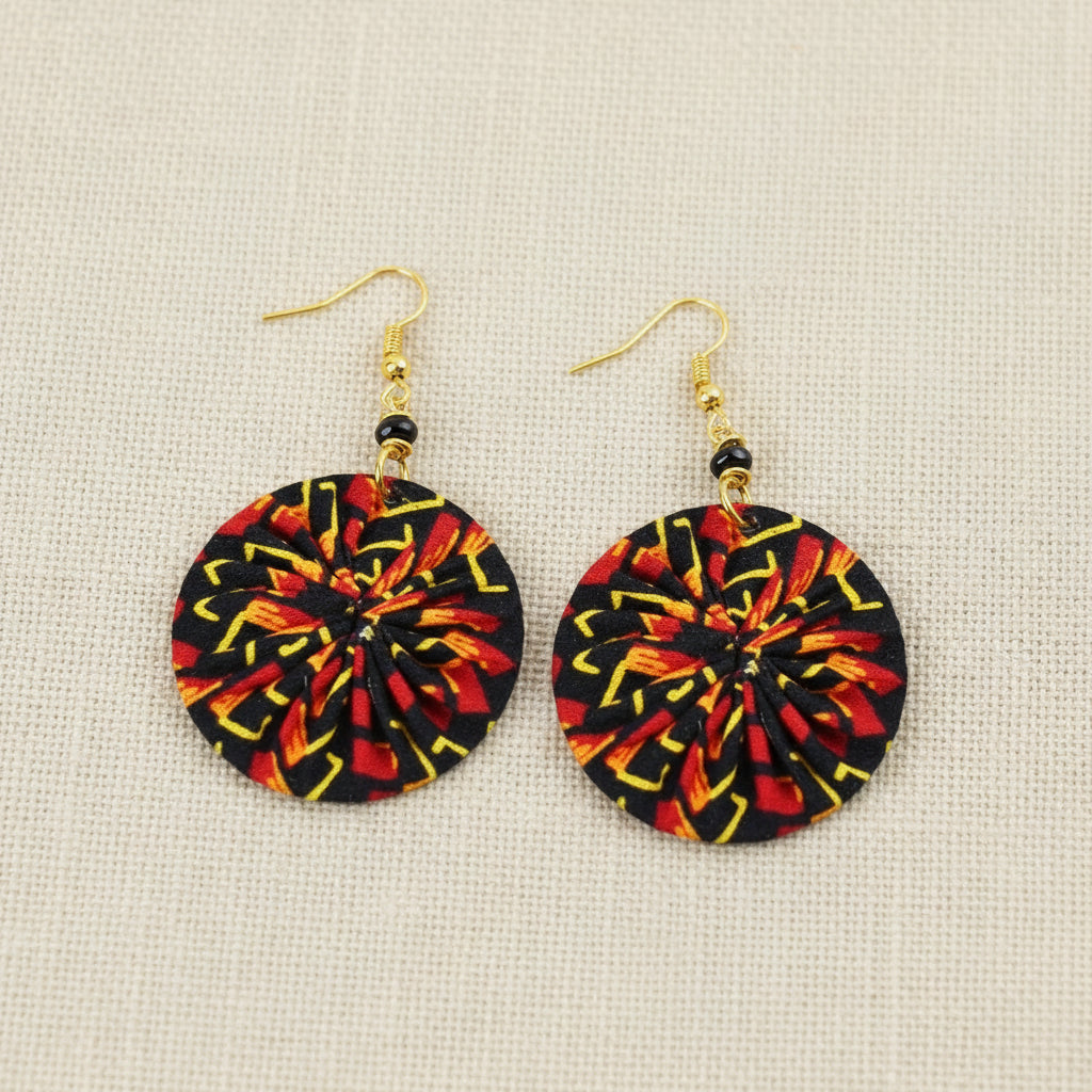 Assorted Fabric Disc Earrings - Z2802 - Uneeka