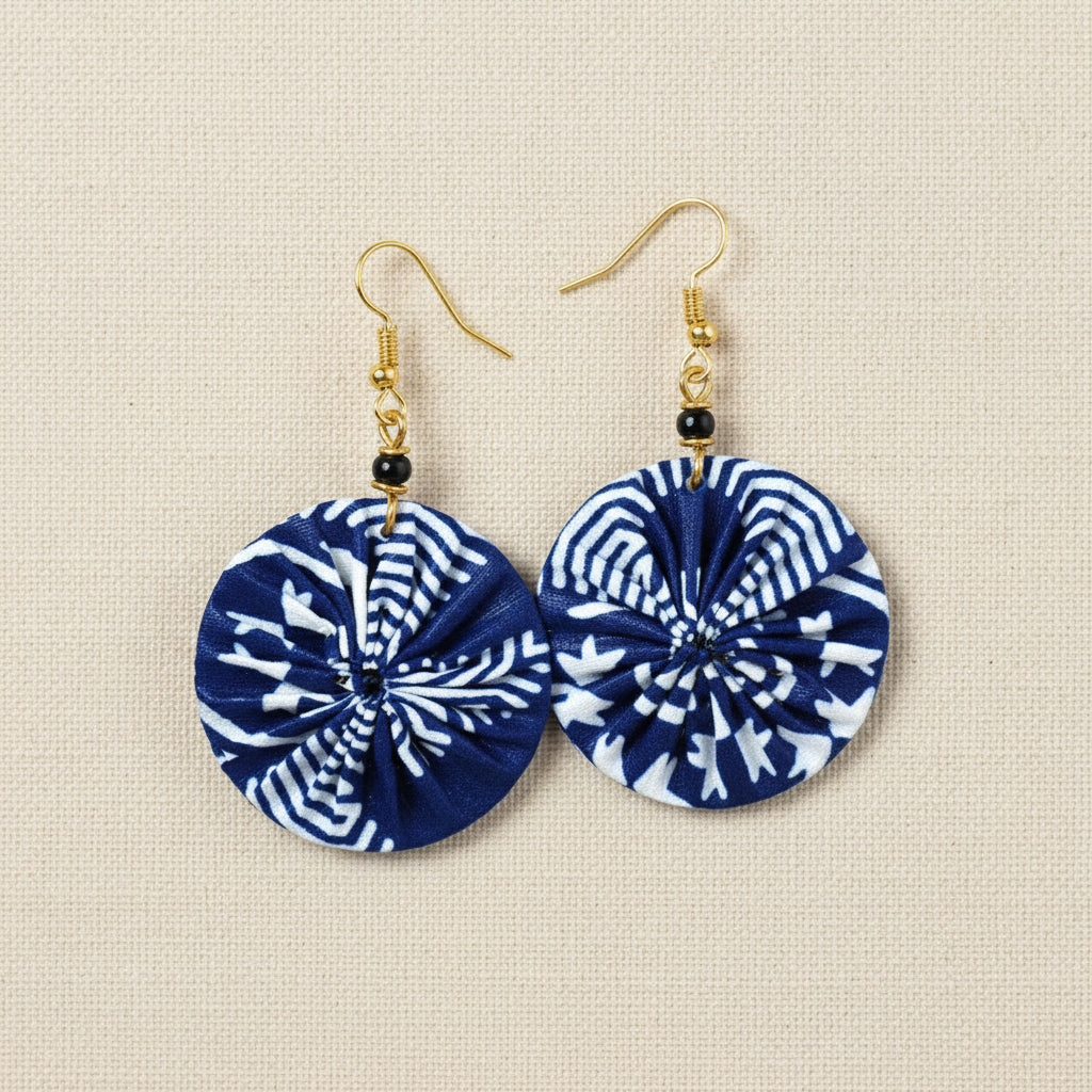 Assorted Fabric Disc Earrings - Z2802 - Uneeka