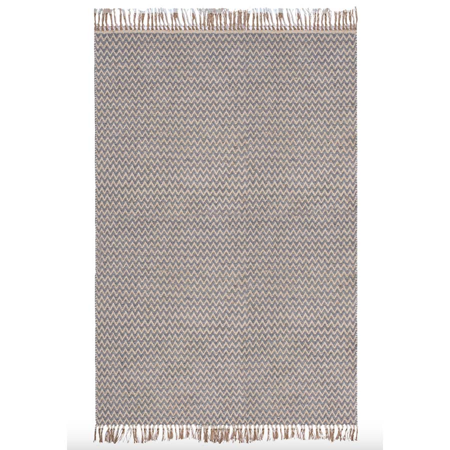 Zigzag Weave Cotton Handloom Rug Grey