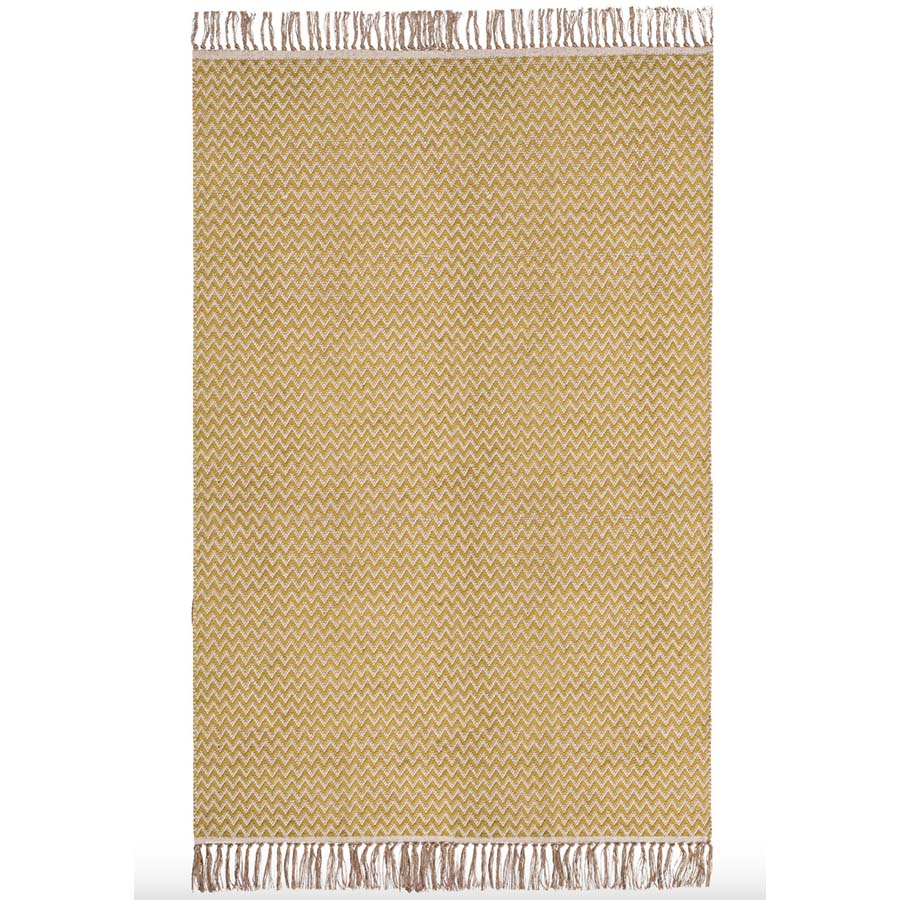 Zigzag Weave Cotton Handloom Rug Gold