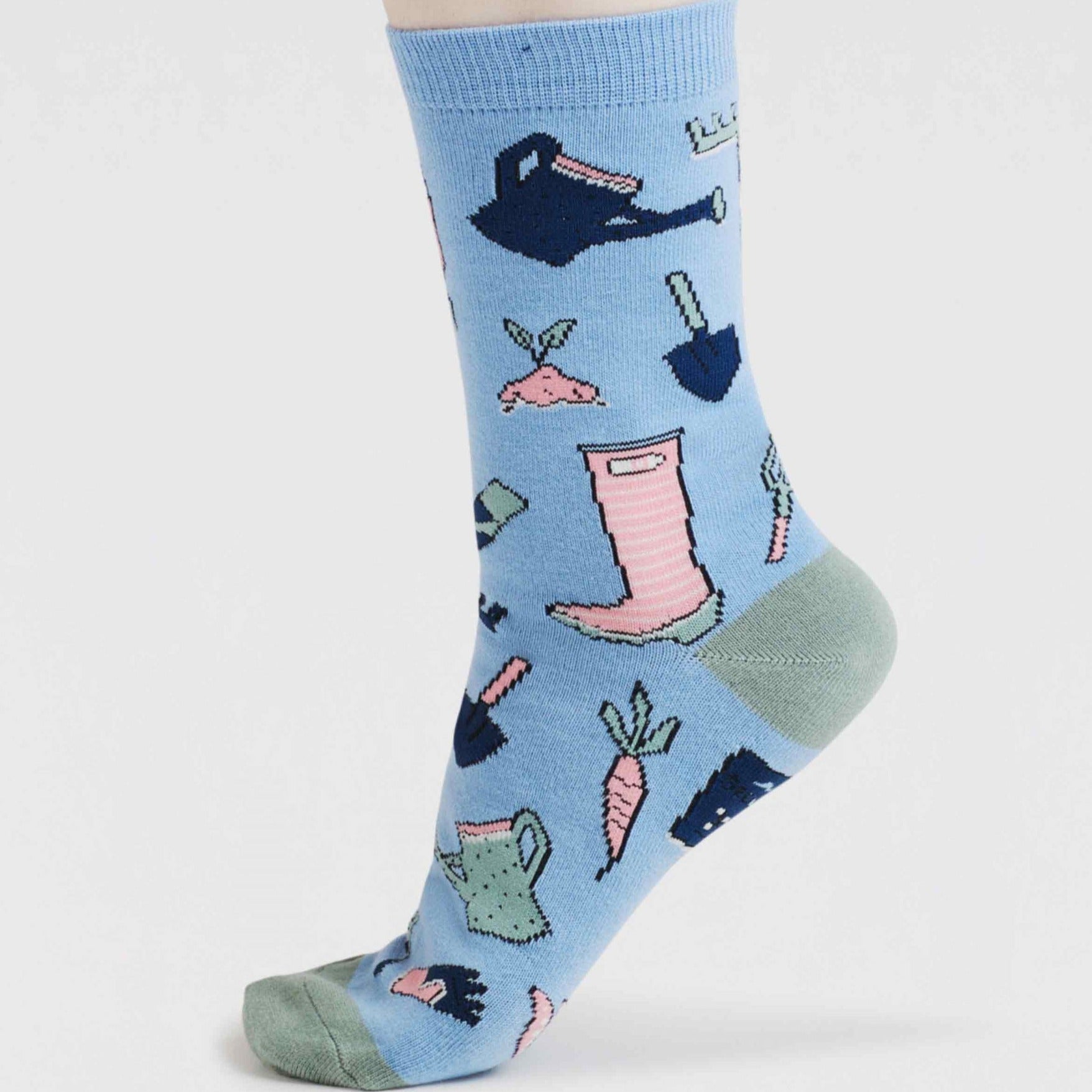 A Day In The Garden Organic Cotton Socks - SSW036 - MISTYBLUE - Uneeka