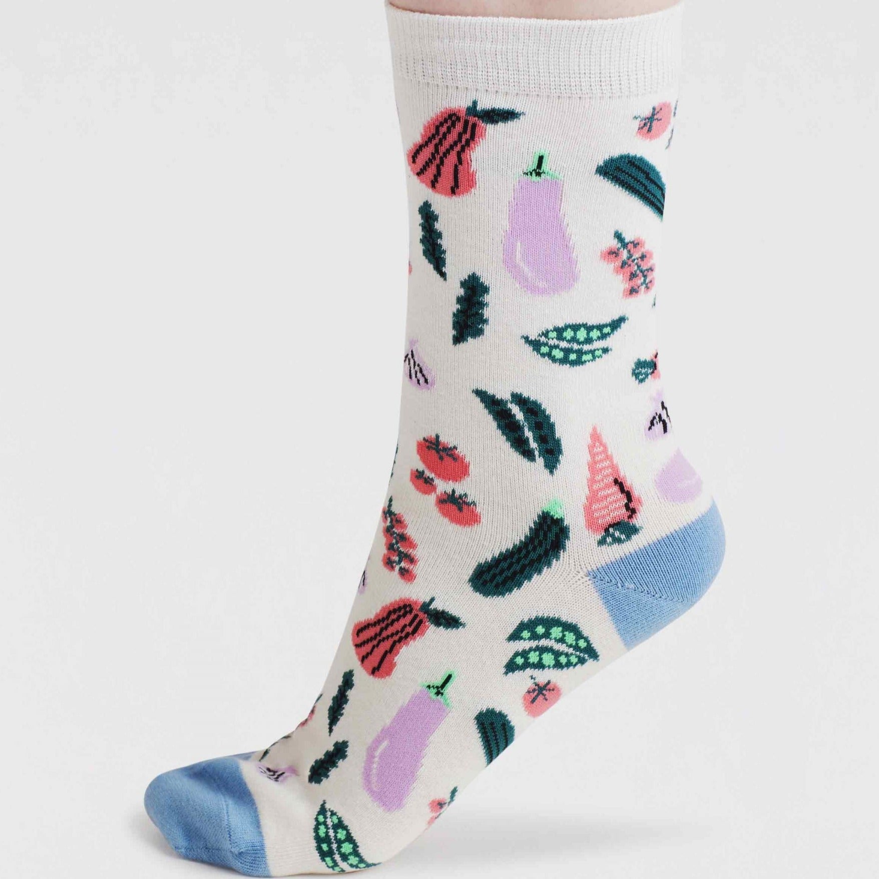 A Day In The Garden Organic Cotton Socks - SSW036 - STONEWHITE - Uneeka