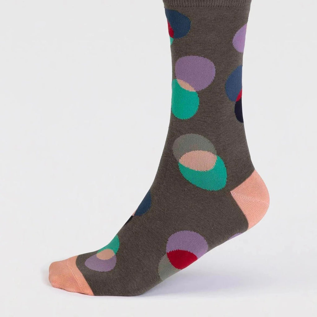 Abstract Circles Organic Cotton Socks - SPM845 - KHAKI - Uneeka