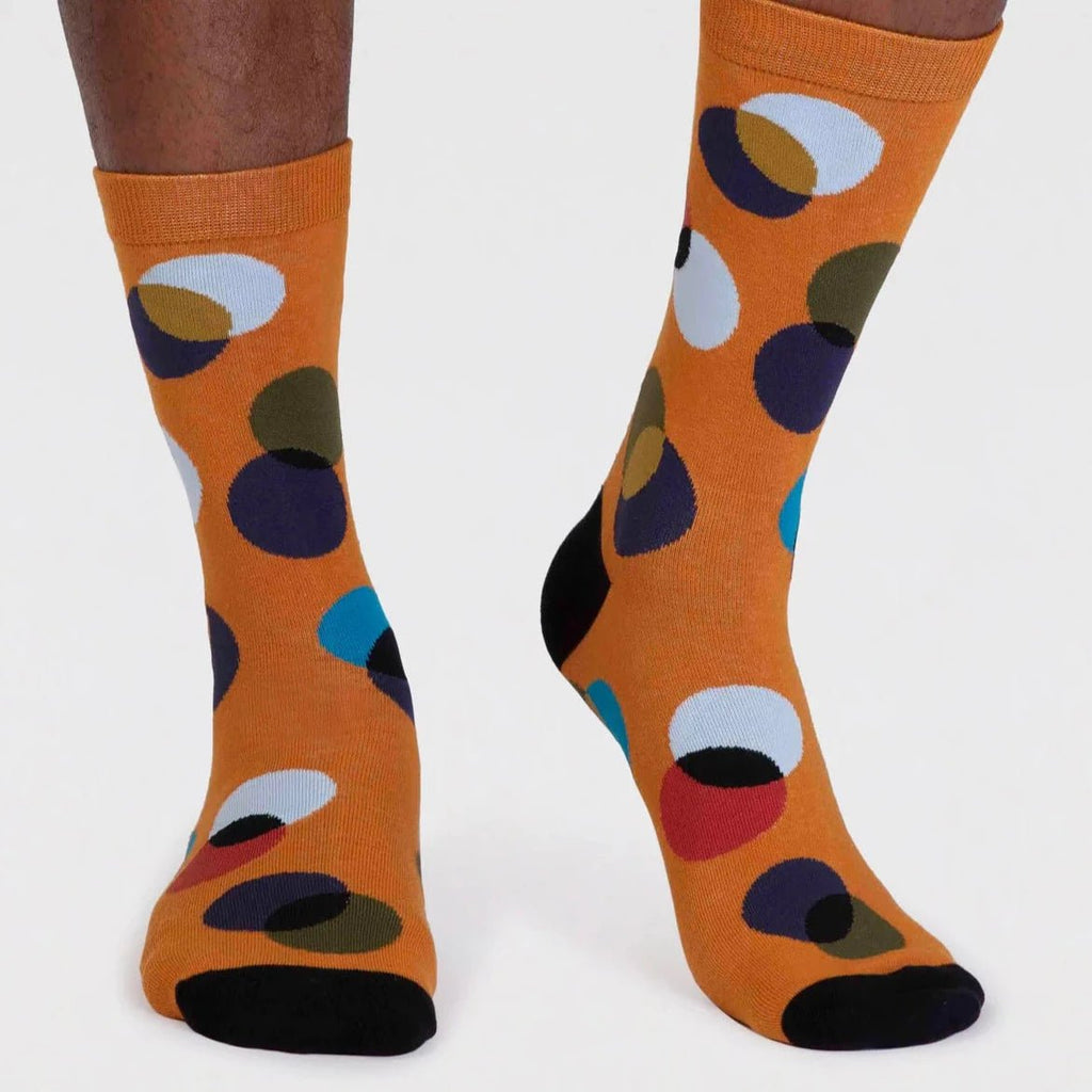 Abstract Circles Organic Cotton Socks - SPM844 - YELLOW - Uneeka