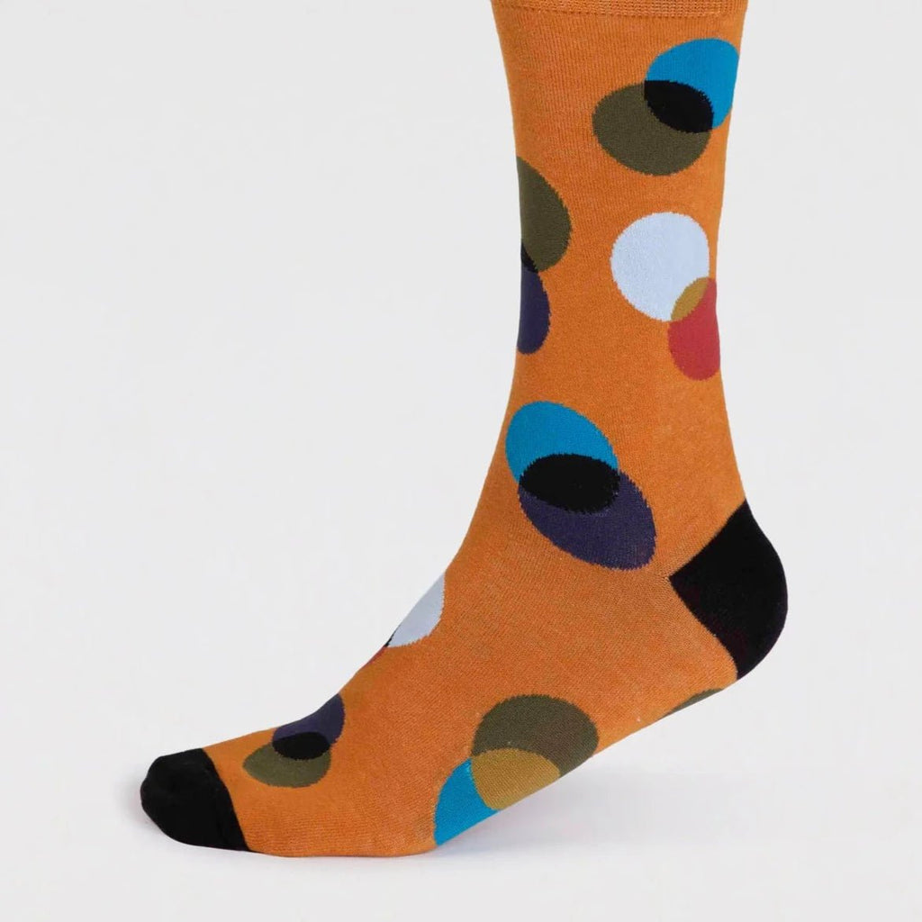 Abstract Circles Organic Cotton Socks - SPM844 - YELLOW - Uneeka