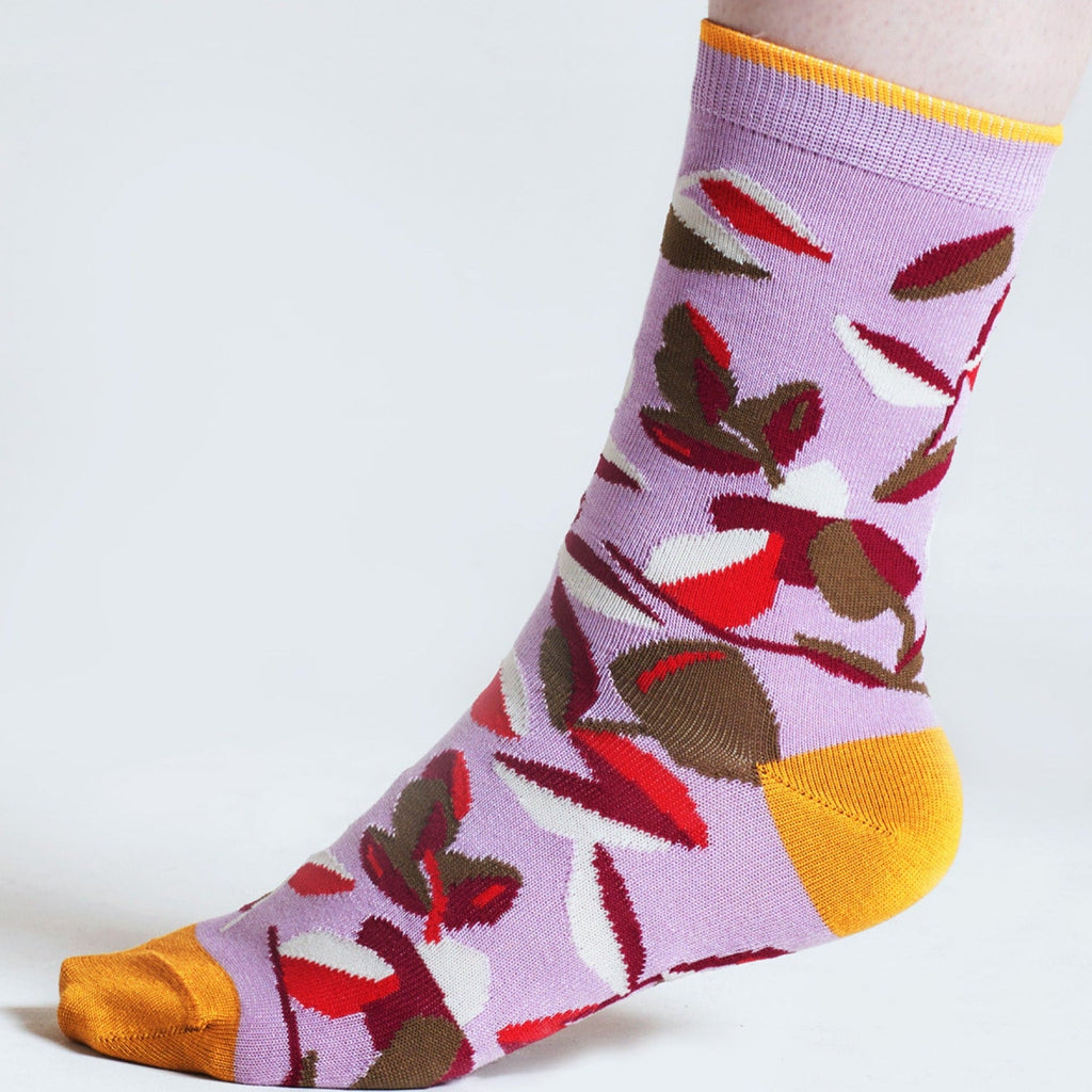 Abstract Floral Bamboo Socks - SPW995 - PINK - Uneeka