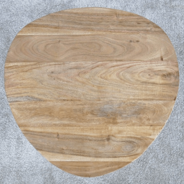 Acacia Wood Side Table with Iron Legs - 6146S - Uneeka