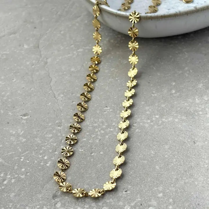 Fluted Circle Necklace - NCK006 - Uneeka