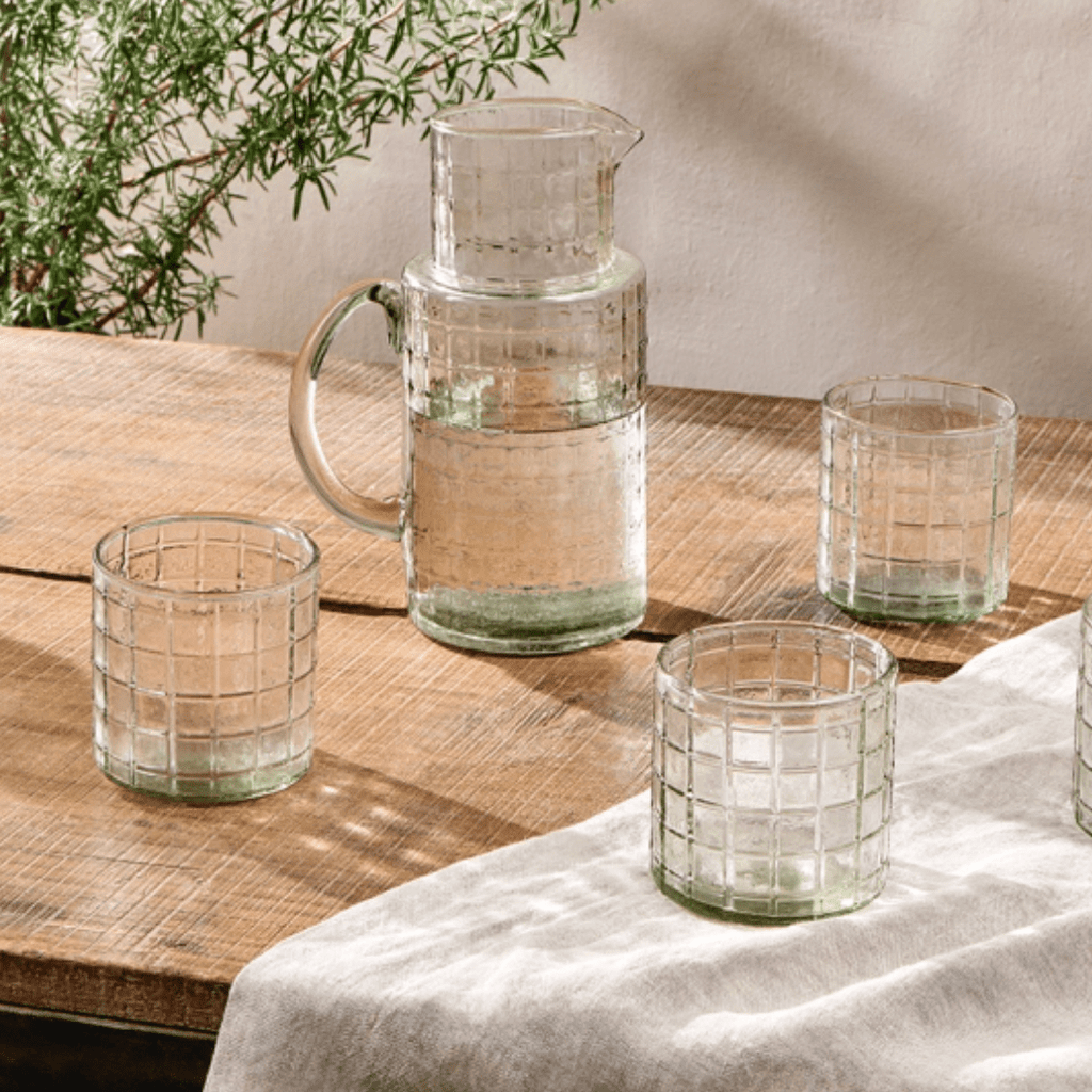 Adhit Clear Chequered Glass Jug - AJ1301 - Uneeka