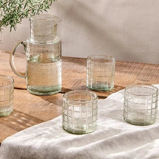 Adhit Clear Chequered Glass Tumbler - AT0801 - Uneeka