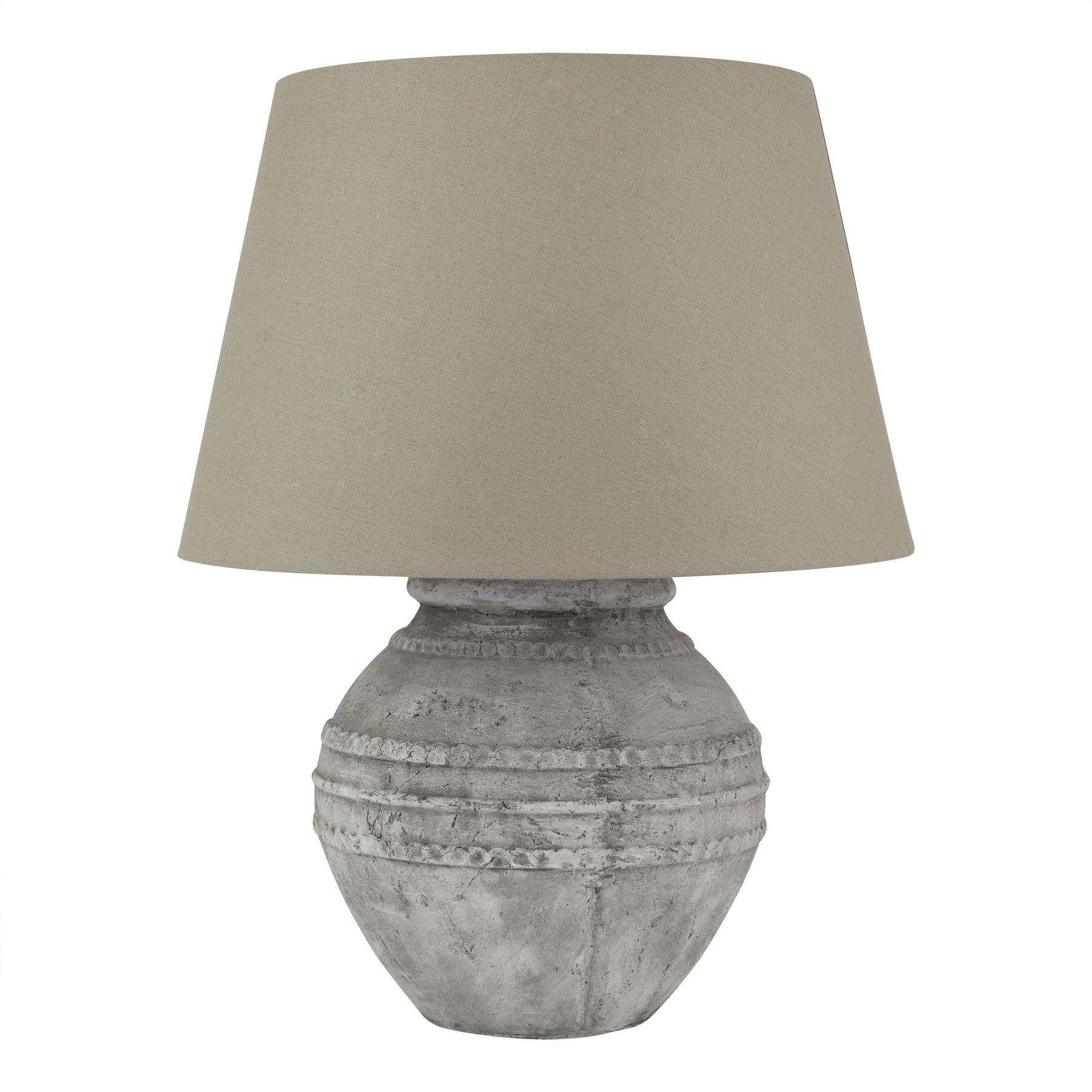 Adonis Stone Round Table Lamp with Linen Shade - 23624 - Uneeka