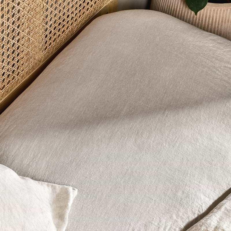 Adya Natural Linen Fitted Bed Sheet - AS1002 - Uneeka