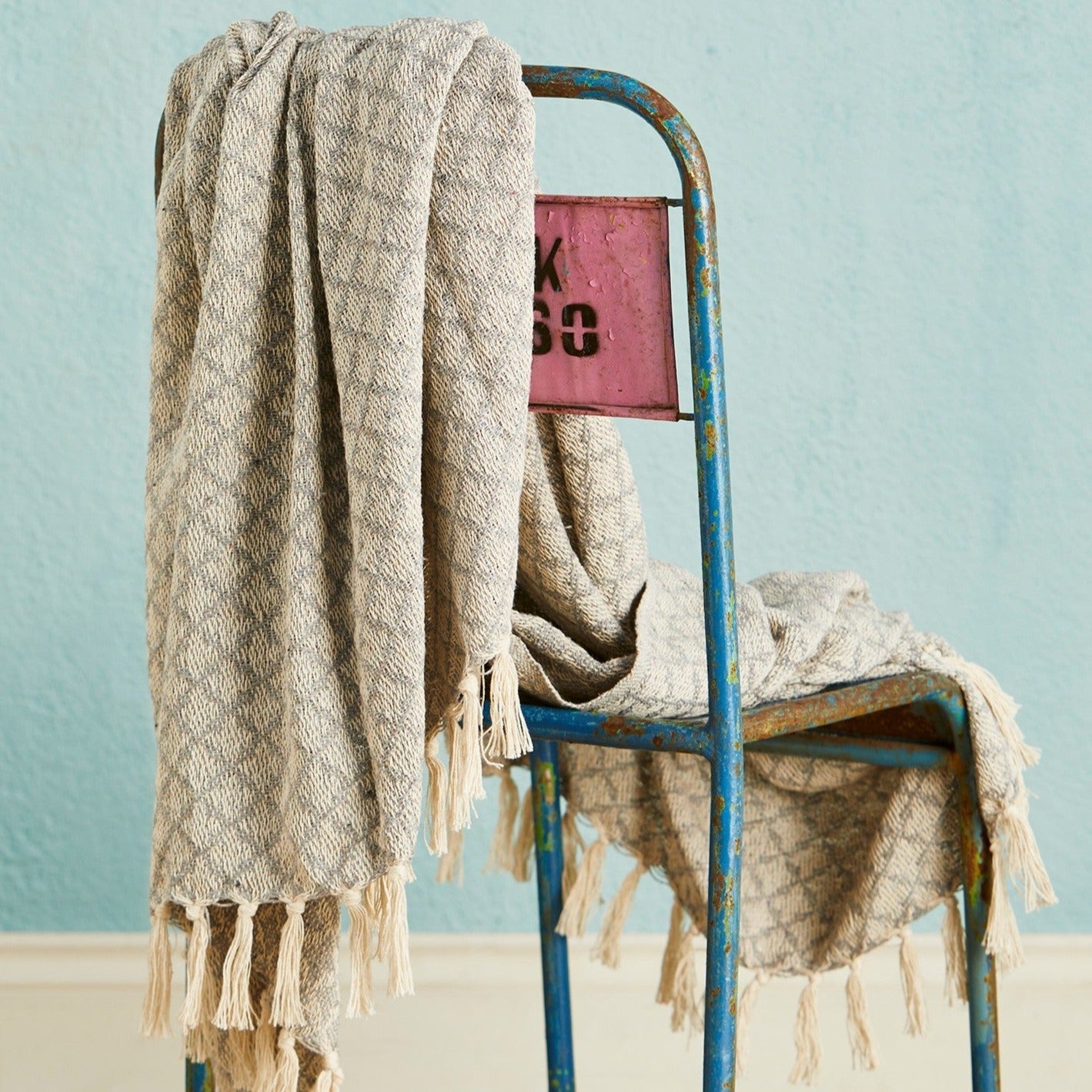 Diamond Handloom Recycled Throw - TH102GY - Uneeka