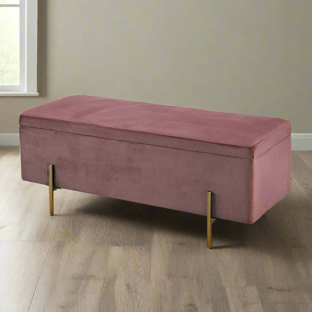 Alexia Velvet Ottoman - LOLAPINK - Uneeka