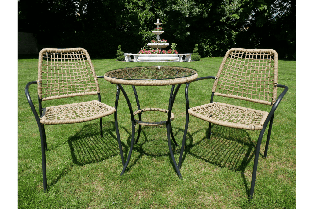 Amalfi Rattan Table & Two Chairs Outdoor Set - 6834 - Uneeka