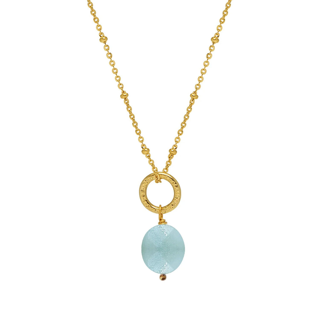 Amazonite Pendant Satellite Chain Necklace - GITA PENDANT WITH AMAZONITE - Uneeka