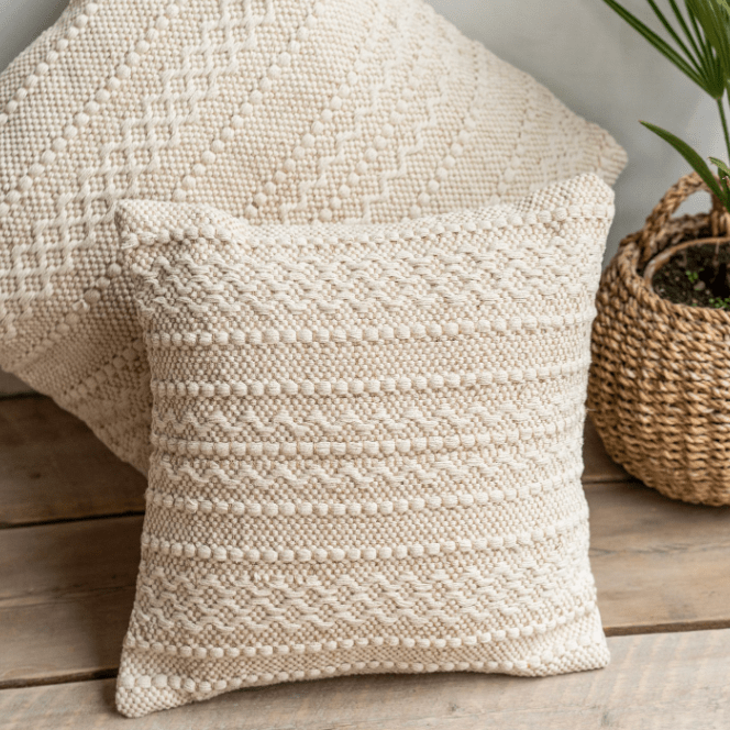 Textured Neutral Handloom Cushion - CC82 - Uneeka