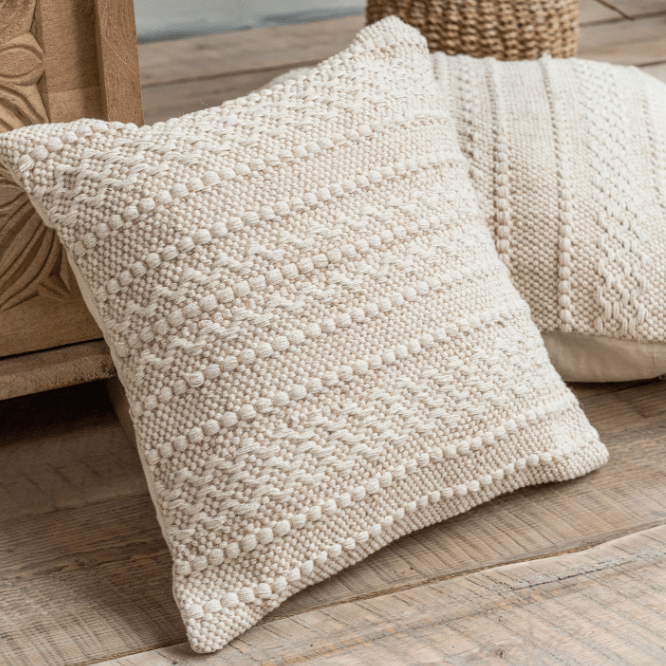Textured Neutral Handloom Cushion - CC82 - Uneeka