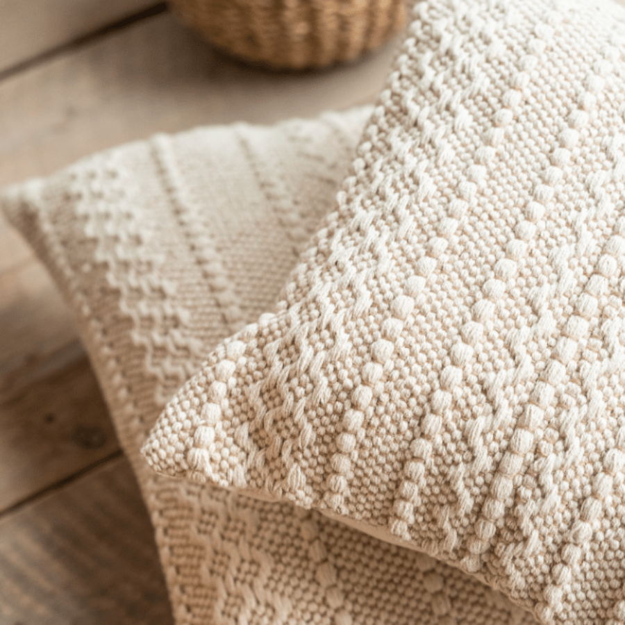 Textured Neutral Handloom Cushion - CC82 - Uneeka