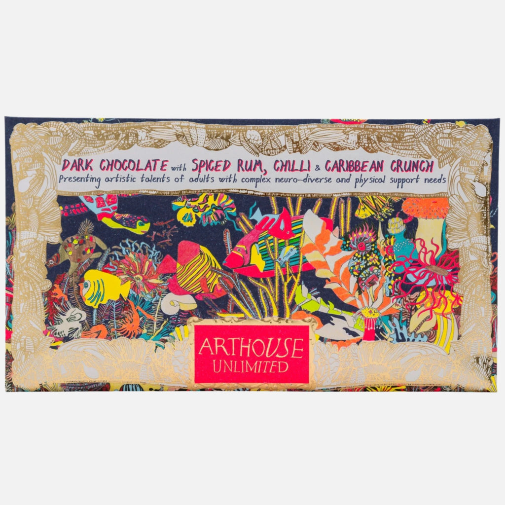 Angels Of The Deep Dark Chocolate Spiced Rum, Chilli & Caribbean Crunch Bar - CHOC068 - Uneeka