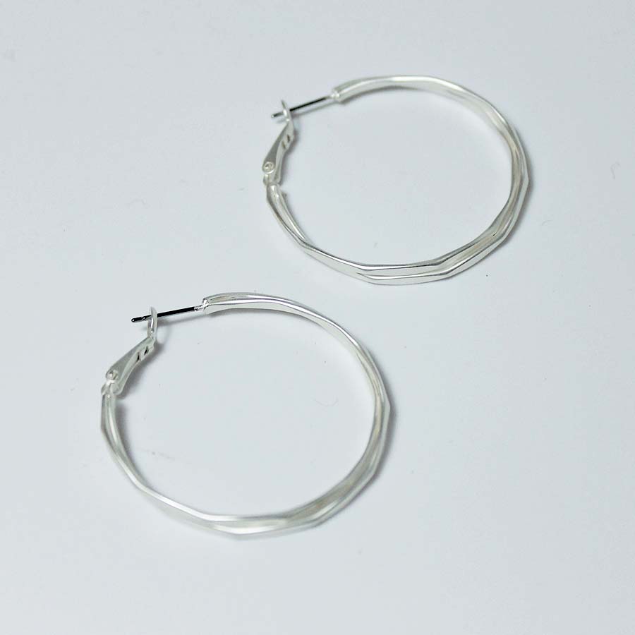 Angled Double Round Brass Hoop Earrings - CE - 4772 - MS - Uneeka